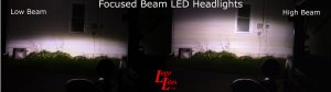 High/Low Beam Comparison of Focused Beam LED Headlights